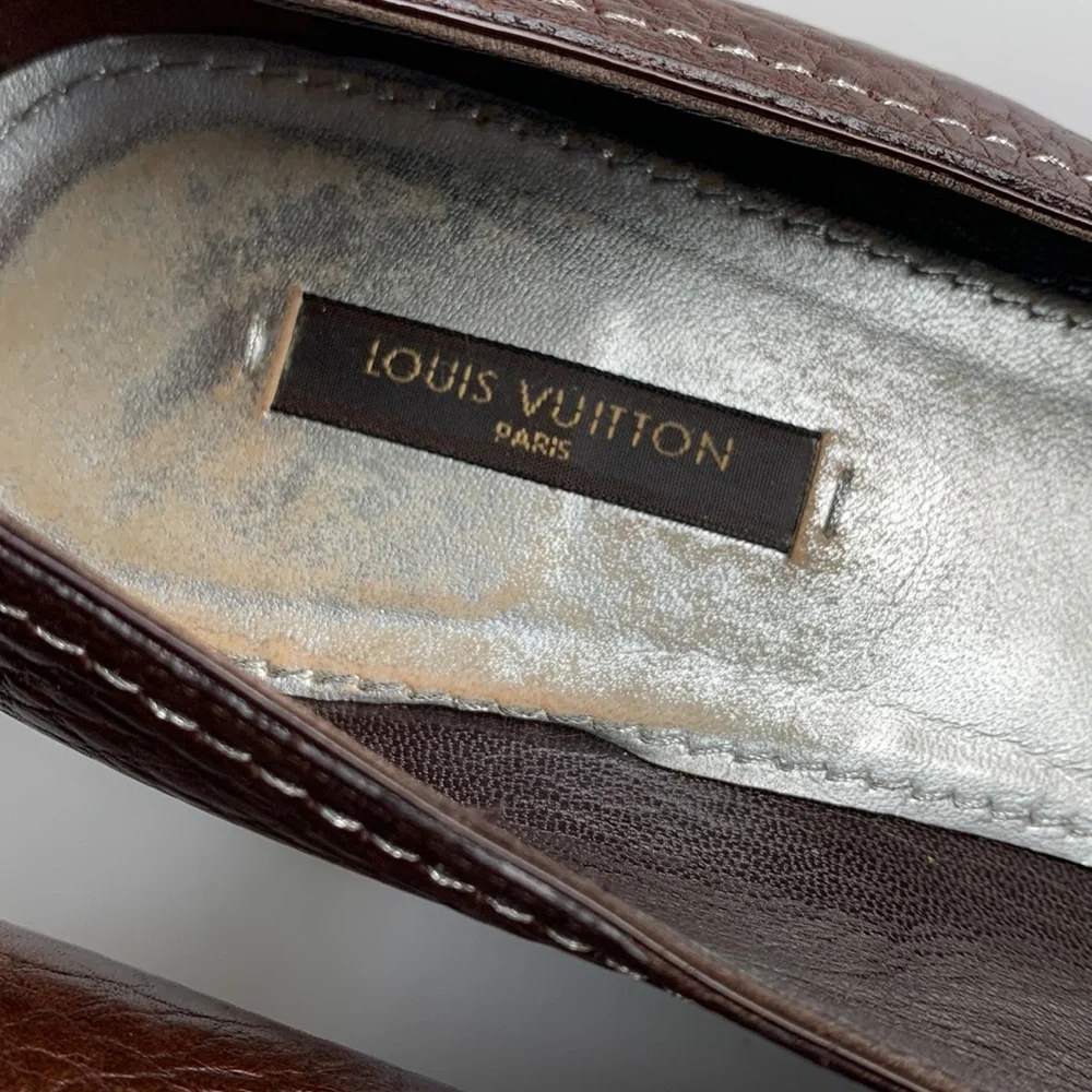 Louis Vuitton Brown Leather Heels With Bow Size 37 - Picture 7 of 14